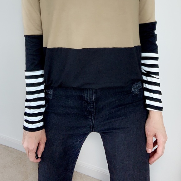 NEUTRAL COLOR BLOCK STRIPES TOP - Picture 2 of 5